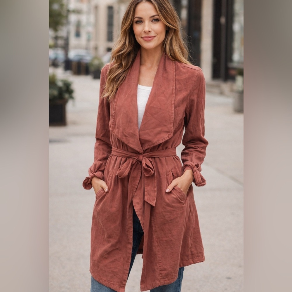 Max Jeans Dusty Rose Wrap Trench Jacket/Duster